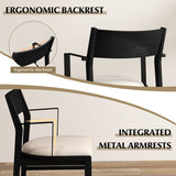 Dining Chair with Contoured Backrest and Padded Seat Set of 2-Cream White