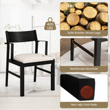 Dining Chair with Contoured Backrest and Padded Seat Set of 2-Cream White
