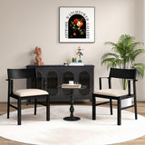 Dining Chair with Contoured Backrest and Padded Seat Set of 2-Beige