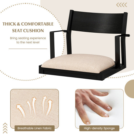 Dining Chair with Contoured Backrest and Padded Seat Set of 2-Beige