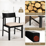 Dining Chair with Contoured Backrest and Padded Seat Set of 2-Beige