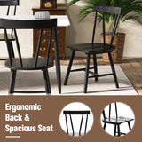 Windsor Style Armless Chairs with Solid Rubber Wood Frame-Black