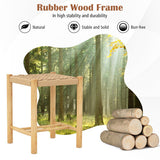 Dining Stool Set of 2 with Rubber Wood Frame-Natural