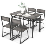 5 Piece Dining Table Set with Storage Rack and Metal Frame-Gray