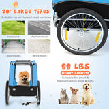Dog Bike Trailer Foldable Pet Cart with 3 Entrances for Travel-Blue
