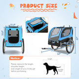 Dog Bike Trailer Foldable Pet Cart with 3 Entrances for Travel-Blue