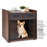 Dog Crate Furniture Indoor Dog Cage with 2 Fabric Drawers End Table