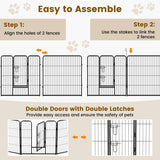 16 Panel 24/32/40 Inches Height Dog Playpen with Lock and Large Door-32 inches