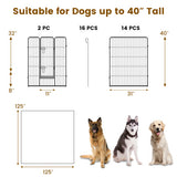 16 Panel 24/32/40 Inches Height Dog Playpen with Lock and Large Door-40 inches