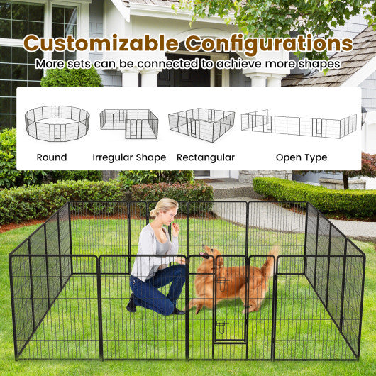 16 Panel 24/32/40 Inches Height Dog Playpen with Lock and Large Door-40 inches