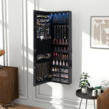 Door Hanging Mirror Jewelry Armoire with Full Length Mirror and 6 Drawers-Black