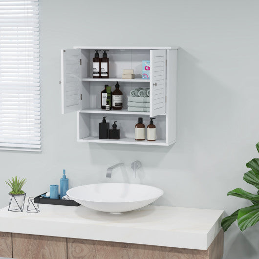 Double Doors Shelves Bathroom Wall Storage Cabinet