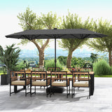 13FT Double-sided Patio Umbrella with Solar Lights for Garden Pool Backyard-Gray