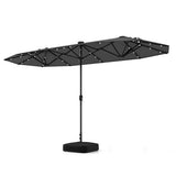 13FT Double-sided Patio Umbrella with Solar Lights for Garden Pool Backyard-Gray