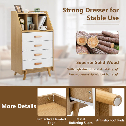 4-Drawer Dresser with 2 Anti-Tipping Kits for Bedroom-Natural