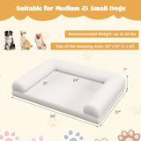 Egg-Foam Dog Crate Bed with 3-Side Bolster and Removable Washable Bed Cover-Beige