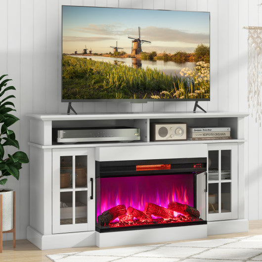 36 Inch 3-Sided 1500W Electric Fireplace with 7-Color Flame-Black