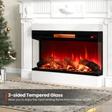 36 Inch 3-Sided 1500W Electric Fireplace with 7-Color Flame-Black