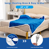 Electric Heated Blanket Throw Reversible Flannel and Sherpa Blanket-Blue