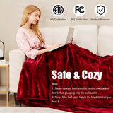 62 x 84 Inch Twin Size Electric Heated Throw Blanket with Timer-Red