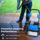 2300 PSI 1.8 GPM Electric Pressure Washer with Wheels and 5 Quick Connect Nozzles-Blue