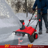 20 Inch 120V 15Amp Electric Snow Thrower with 180° Rotatable Chute-Red