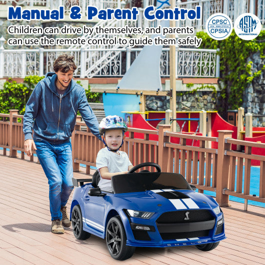 12V Licensed Ford Mustang Shelby GT500 Kids Ride on Car with Remote Control for Kids Aged 3-8-Blue