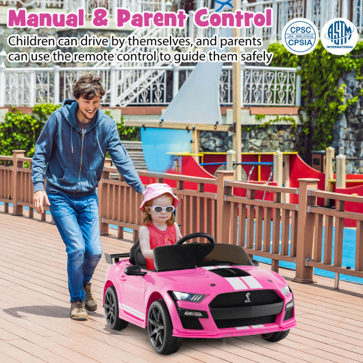 12V Licensed Ford Mustang Shelby GT500 Kids Ride on Car with Remote Control for Kids Aged 3-8-Pink