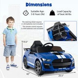 12V Licensed Ford Mustang Shelby GT500 Kids Ride on Car with Remote Control for Kids Aged 3-8-Blue