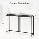 Entrance Couch Table with Narrow Faux Marble Top for Living Room and Hallway-Black