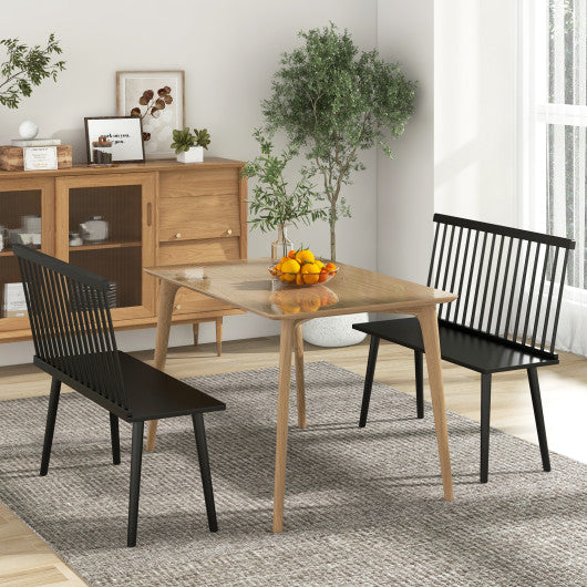 Entryway Bench for 2 with Spindle Back for Kitchen Dining Room Hallway-Black