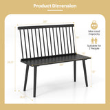 Entryway Bench for 2 with Spindle Back for Kitchen Dining Room Hallway-Black