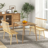 Entryway Bench for 2 with Spindle Back for Kitchen Dining Room Hallway-Natural