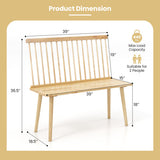 Entryway Bench for 2 with Spindle Back for Kitchen Dining Room Hallway-Natural