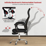 Ergonomic Mesh Office Chair with Footrest and Tilting Backrest-Black