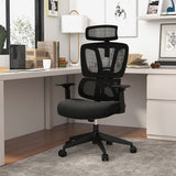 Ergonomic Office Chair with N Type Lumbar Support and Adjustable Headrest-Black