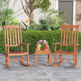 Eucalyptus Wood Rocker Chair with Stable and Safe Rocking Base for Garden