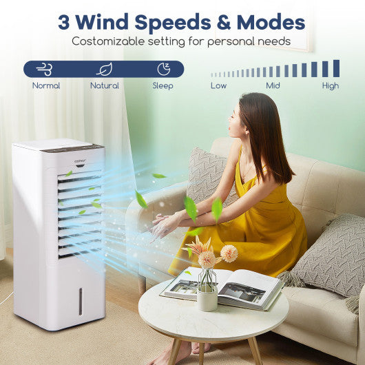 Evaporative Air Cooler and Heater with 3 Modes 3 Speeds and 2 Ice Boxes-White