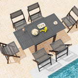 Expandable Patio Dining Table for 4-6 People-Grey