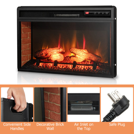 26 Inch Infrared Electric Fireplace Insert with Remote Control-Black