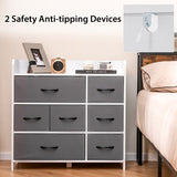 Fabric Dresser with 7 Drawers for Bedroom-White