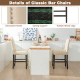 2 Pcs Fabric Nail Head Counter Height Dining Side Chairs Set-Beige