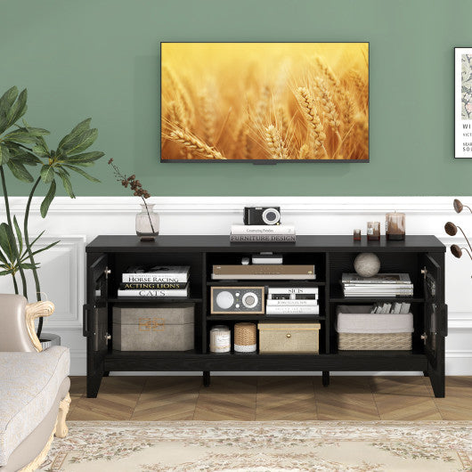 Farmhouse TV Stand for TVs Up to 65 Inches 4 Adjustable Shelves-Black