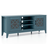 Farmhouse TV Stand for TVs Up to 65 Inches 4 Adjustable Shelves-Teal Blue