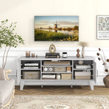 Farmhouse TV Stand for TVs Up to 65 Inches with 2 Barn Door Cabinets-Gray