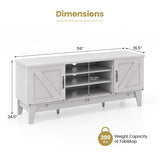 Farmhouse TV Stand for TVs Up to 65 Inches with 2 Barn Door Cabinets-Gray