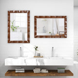 41.5 x 28 inches Farmhouse Wall Mirror with Solid Wood Frame-Brown