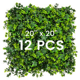 12 Pieces 20 x 20 Inch Artificial Greenery Foliage Panels with Insertable Branches