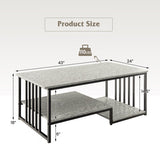 Faux Marble Coffee Table with Open Storage Shelf-Gray