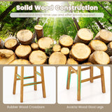 Faux PU Leather Bar Stools Set of 2 with Woven Curved Seat Natural-31 inches